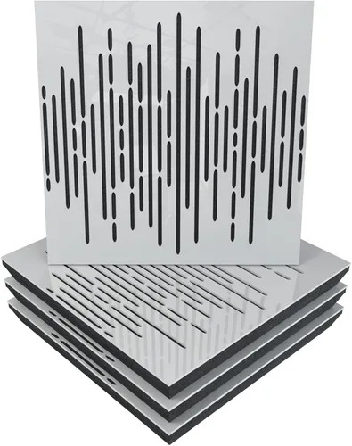 Vista 13 de Panel acústico difuso de absorción de sonido, «onda» para estudio de grabación Laminado en madera, (paquete de 4): (Negro)