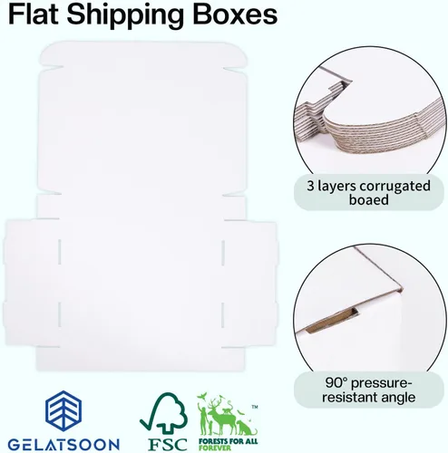 Vista 3 de Juego de 25 cajas de envío blancas de 13 x 10 x 2 pulgadas, cajas de cartón corrugado certificadas por FSC para embalaje, correo, pequeñas empresas