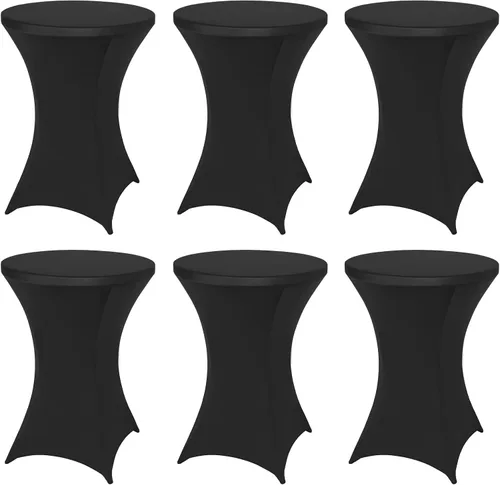 Vista 31 de FestiCorp Mantel de Mesa Negro de Spandex, Manteles Ajustados para Cóctel, Manteles Elásticos Redondos para Mesa Alta para Fiestas, Bar, Bodas