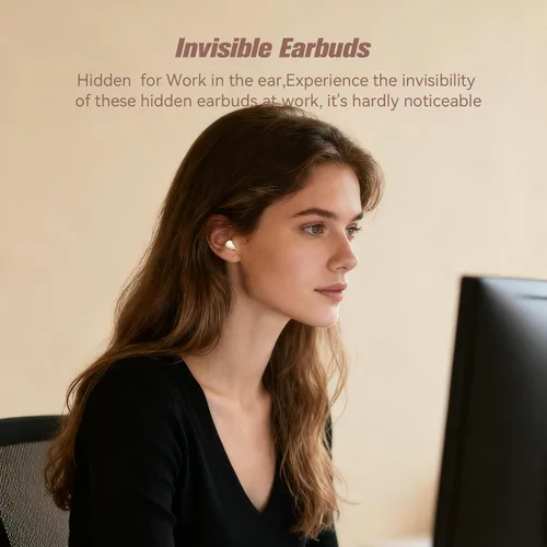 Vista 2 de Xmenha Auriculares invisibles Bluetooth más pequeños discretos, pequeños oídos pequeños, inalámbricos, con Bluetooth, pequeños, invisibles, ocultos