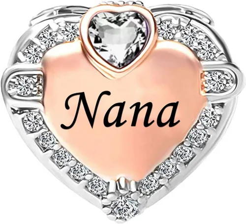 Vista 2 de KunBead Dijes de cuentas de amor con forma de corazón en tono oro rosa, compatible con pulseras Pandora, joyería de cumpleaños