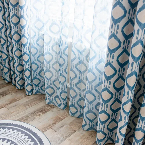 Vista 4 de Cortinas para oscurecer la habitación, cortinas modernas con ojales con estampado geométrico para granja, paneles de cortina divisores