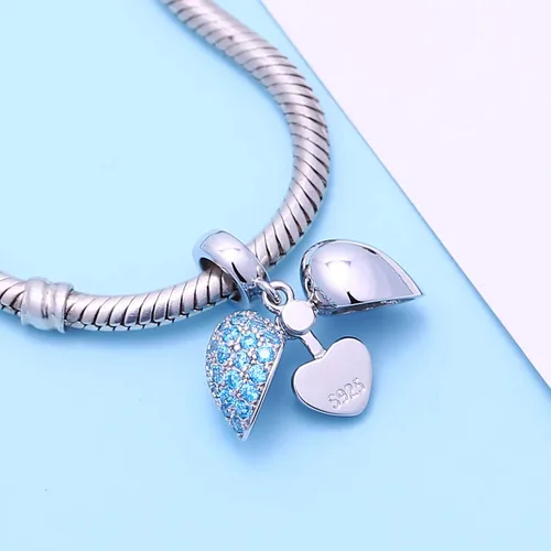 Vista 5 de SOUKISS Abalorios colgantes de plata de ley 925 con diseño de corazón de amor para Pandora, pulsera y collar