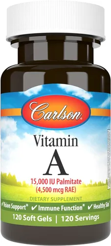 Vista 9 de Carlson Vitamina A, 10000 UI (3000 mcg RAE), Visión Health, 100 cápsulas blandas Promueve una visión y piel saludables