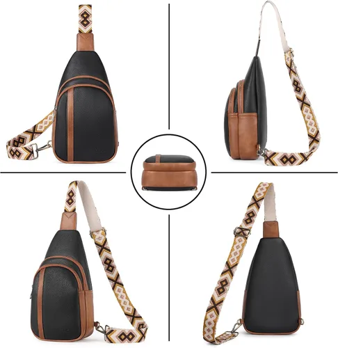 Vista 7 de Bolsos cruzados CLUCI para mujer y hombre, bolso bandolera de cuero, mochila de cuerpo cruzado para mujer, regalos para mujeres, cumpleaños, único