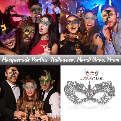 Vista 4 de Masquerade Mask For Women Lace Masquerade Masks for Masquerade Party, Proms, Venetian Party, Mardi Gras, Halloween & Cosplay