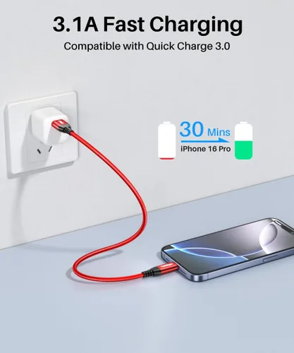 Vista 3 de Cable USB C de 10 Gbps para Android Auto 6 Pulgadas/0.5 Pies, Cable USB C 3.1 Gen2 de 3.1A de Transferencia de Datos, Carga Rápida Tipo C CarPlay