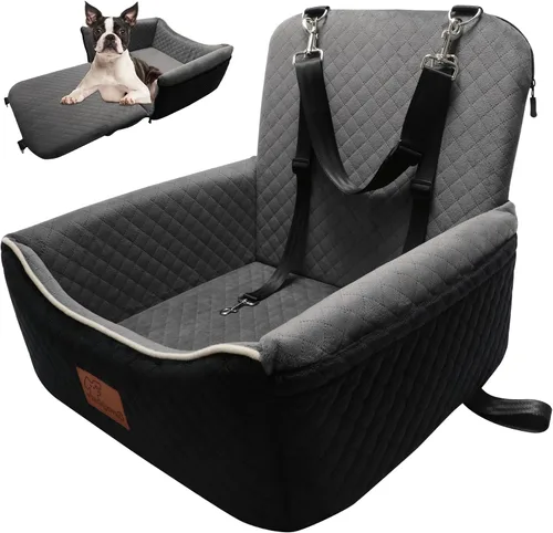 Vista 11 de Cama de Asiento de Automóvil para Perros 2 en 1 para Perros Pequeños/Medianos de hasta 35 libras, Correas de Seguridad Ajustables, Espuma