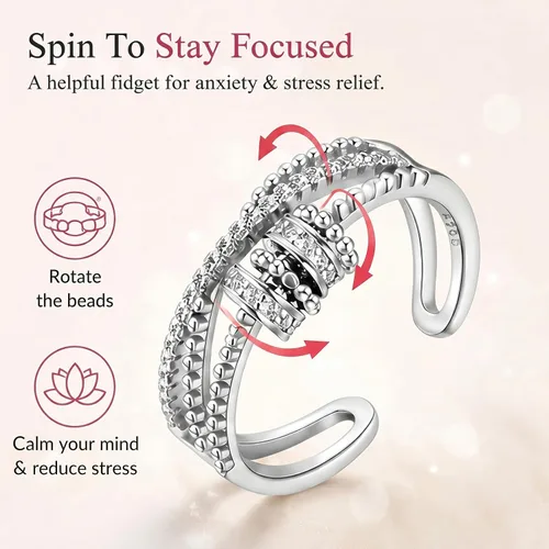 Vista 3 de choice of all Anillo Fidget para Mi Hija Regalos de Mamá Madre Esperanza Ansiedad Respirar Anillo Giratorio para Mujeres Regalos del Día de San