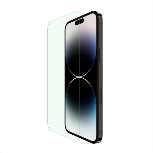Vista 8 de Belkin ScreenForce UltraGlass Protector de pantalla con filtro de luz azul para iPhone 14 Pro, resistente a los arañazos, protección contra impactos