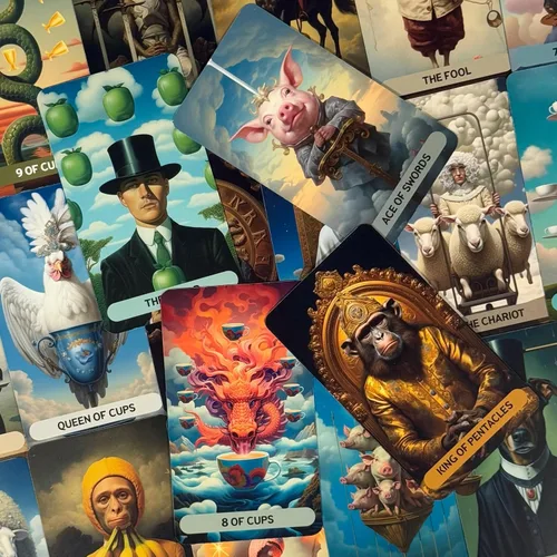 Vista 5 de CRAFTERIAN Majestic Realm Tarot Tarot, baraja de 78 cartas con bordes de aluminio, cartas de tarot originales para principiantes y expertos