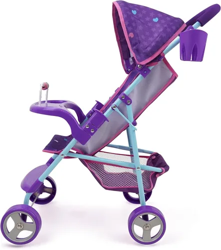 Vista 3 de 509 Tripulación: Cochecito de muñeca sirena – Juego de simulación para niños, toldo y portavasos, fácil de plegar almacenamiento y viajes, se adapta