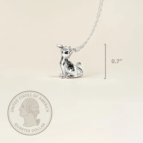 Vista 6 de SCAMPER & CO . Collar de plata de ley 925 chapado en rodio para mujer, collar con colgante de raza de perro o gato, cadena de cuerda con cierre