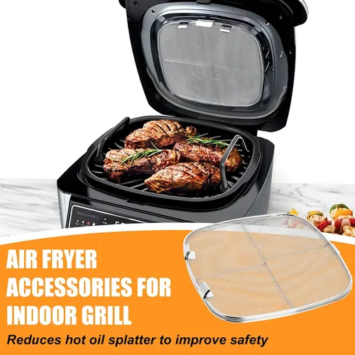 Vista 7 de Protector de salpicaduras de acero inoxidable para Ninja Foodi AG301, accesorios para freidora de aire, protector de salpicaduras de freidora