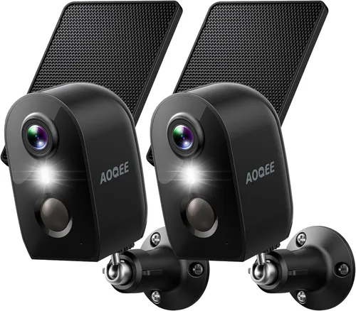 Vista 8 de AOQEE Cámara solar para exteriores, inalámbrica, 2K, funciona con batería, cámaras exteriores para seguridad del hogar con detección de movimiento