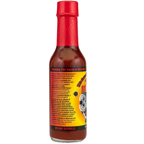 Vista 3 de Mad Dog 357 Salsa picante, 357,000 Scoville, 5 onzas Fabricado con 3 millones de extracto de pimienta Scoville
