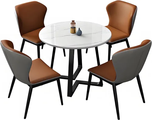 Vista 14 de YVYKFZD 5 Piece Kitchen Dining Table Set, Office Reception Room Club Table and Chair Set, Small Round Conference Table, Simple Coffee Table