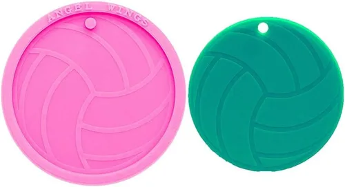 Vista 3 de Juego de 2 moldes de silicona para llavero de béisbol redondo creativo con agujero para manualidades, llavero, aretes, collar, colgante de joyería