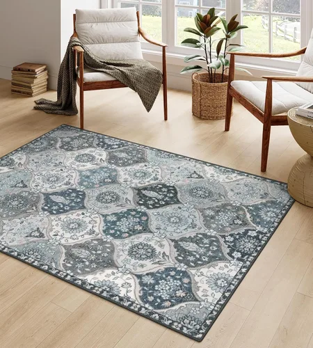 Vista 71 de Lahome - Alfombra marroquí antideslizante y lavable, pequeña alfombra oriental para dormitorio, cocina, entrada, baño, entrada, 61 x 91 cm, crema