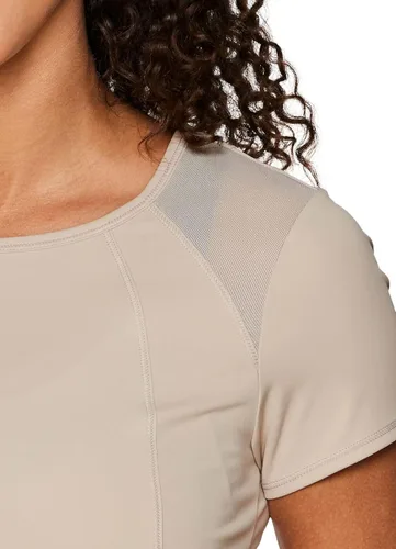Vista 4 de RBX Active - Camiseta de entrenamiento de manga corta para mujer, de malla ventilada