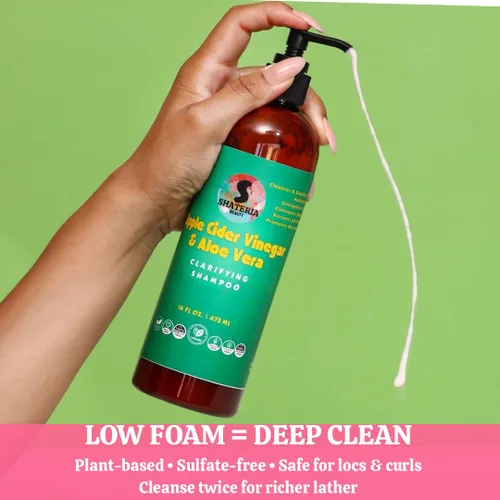 Vista 3 de Champú aclarante de vinagre de sidra de manzana y aloe vera, acumulación de desintoxicación, alivia la picazón del cuero cabelludo y ayuda a