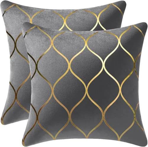 Vista 12 de DEZENE Fundas de almohada decorativas de terciopelo dorado de 22 x 22 pulgadas: paquete de 2 fundas de almohada cuadradas decorativas para Negro