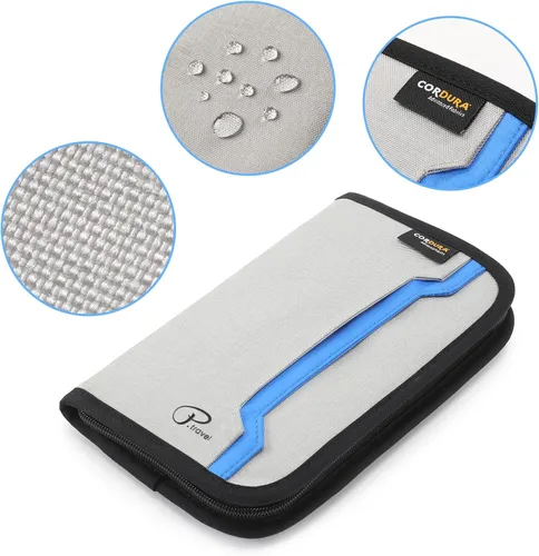 Vista 6 de CANBOX Soporte para pasaporte, cartera de pasaporte familiar con bloqueo RFID, organizador de documentos de viaje, Gris, 40 ES