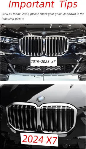 Vista 3 de Lanyun Compatible con bmw X7 G07 2023 - Accesorios para parrilla de color ABS, con 7 barras verticales