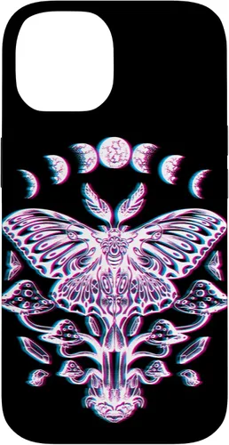 Vista 4 de Funda Glitch para iPhone 15 Glitch Lunar Moth Fases Cristales Setas