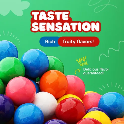 Vista 4 de Bolas de chicle para repuestos de máquina de chicles - Bolas de goma de mascar de frutas surtidas de 1 pulgada - 1.7 libras Chicle para niños