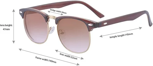 Vista 6 de Gafas de sol redondas sin montura semicarco, gafas de sol vintage miopes para conducir 100% bloqueo UV (-4.0)
