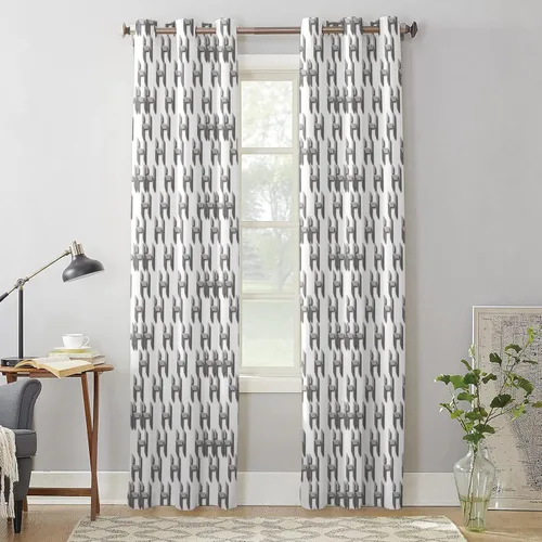 Vista 4 de Libaoge Curtains Panels for Kitchen Letter H Geometric Pixel Style Modern Window Curtains Light Filtering Grommet Top Drapes for Bedroom Closet-Set