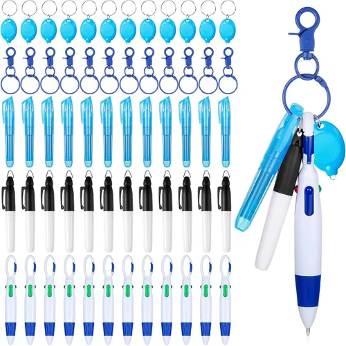 Vista 11 de 60 piezas de mini bolígrafos para enfermeras con clip de insignia, mini resaltador, bolígrafo LED retraíble de neón para enfermeras, llavero