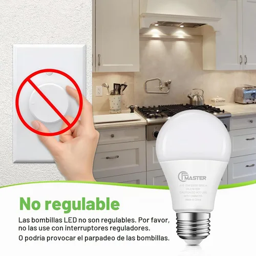 Vista 3 de Bombilla LED A19, bombillas LED equivalentes a 100 W, bombillas de luz diurna de 5000 K, 1500 lúmenes, bombilla de base estándar E26, bombillas