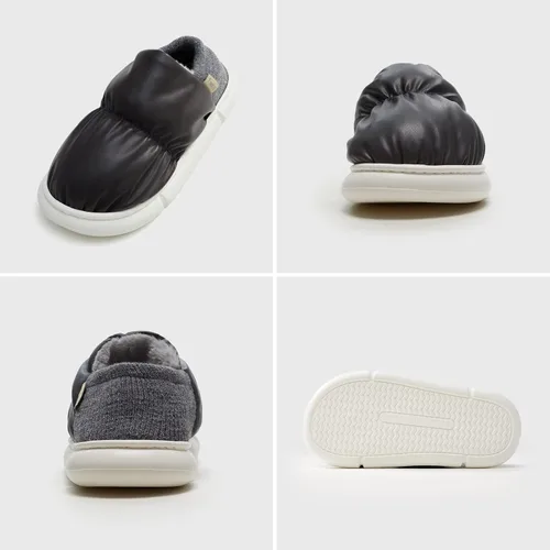 Vista 2 de utune Zapatillas de pan para mujeres y hombres, zapatos de invierno para exteriores, interiores, hogar, zapatilla de piel sintética, felpa cálida