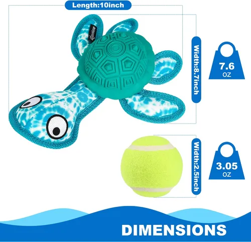 Vista 5 de Juguetes masticables para perros, juguetes para masticar dientes de cachorro, material de goma duradero, con forma de tortuga, juguetes para perros