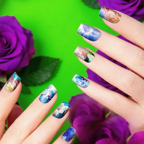 Vista 6 de 12 hojas de tiras de esmalte de uñas, autoadhesivas, calcomanías de uñas de gel, envolturas completas para mujeres y niñas, diseño de grafiti, cielo
