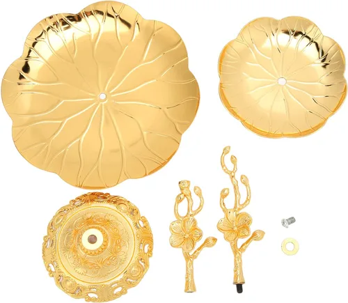 Vista 6 de Soporte para cupcakes de oro, bandeja de dos niveles de estilo europeo de oro fácil de montar material de metal para frutas secas para postre