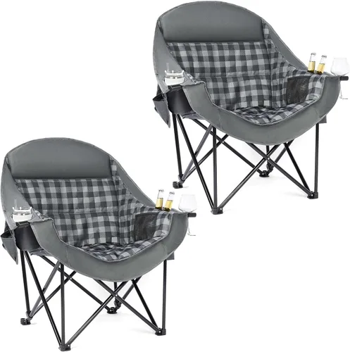 Vista 29 de Silla de camping de gran tamaño con calefacción, resistente, acolchada Negro (Allblack)