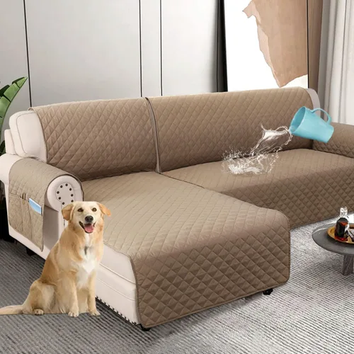 Vista 12 de H.VERSAILTEX Fundas de Sofá Seccional 100% Impermeables de 2 Piezas Fundas de Sofá en Forma de L Lavables para Perros Antideslizantes