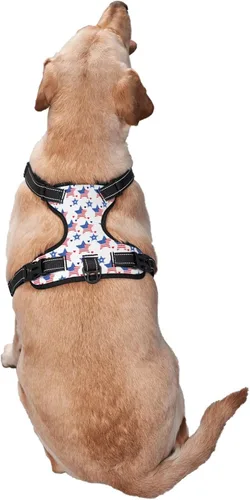 Vista 7 de 250th - Arnés reflectante con bandera patriótica de estrellas, chaleco suave sin tirones, para perros pequeños, medianos y grandes, cachorros