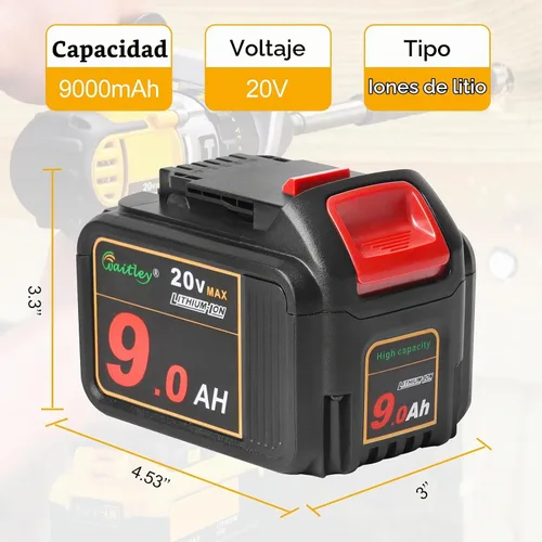 Vista 2 de Waitley - Paquete de 2 baterías de repuesto de 20 V 9.0 Ah compatibles con herramientas Dewalt