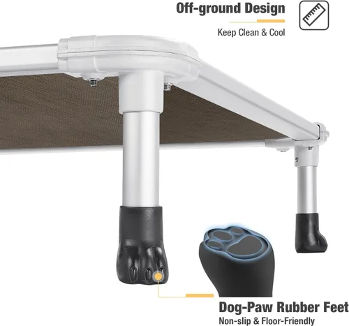 Vista 33 de Veehoo Cama elevada para perros a prueba de mordidas - Cuna elevada refrescante para mascotas - Marco de aluminio plateado y tela de malla