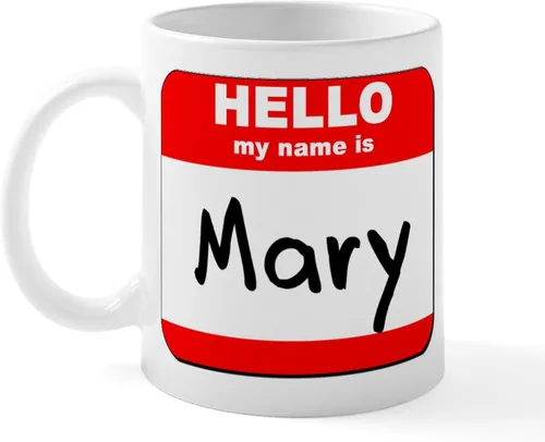 Vista 29 de CafePress Taza de café de cerámica con texto en inglés «Hello My Name Is Mary», de 11 oz (11.0 fl oz)