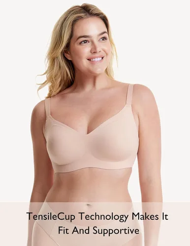Vista 3 de COMFELIE Sujetador sin costuras, Born for Her 2.0 Basic Buttery Smooth Ligeramente Forrado Sujetador inalámbrico EB025