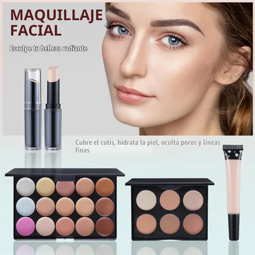 Vista 4 de Kit de maquillaje para mujeres, kit completo, set de maquillaje para niñas adolescentes, sombra de ojos, brillo de labios, lápiz labial, brochas