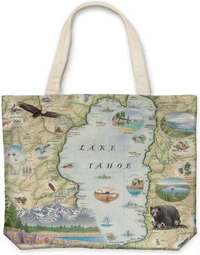 Vista 42 de Xplorer Maps Bolsa de lona con asas, bolsa de compras de comestibles de tela, bolsa reutilizable y ecológica, 100% algodón, lavable