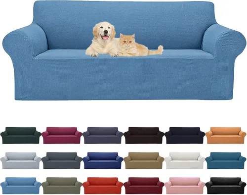 Vista 11 de Cupuamon Funda elástica para sofá de 1 plaza, funda protectora de muebles con parte inferior elástica de tela jacquard a cuadros pequeños para Beige