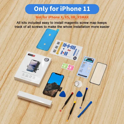 Vista 7 de EFAITHFIX para iPhone 11 Reemplazo de pantalla COF de 6.1 pulgadas, marco de pantalla LCD, ensamblaje de pantalla táctil 3D, digitalizador