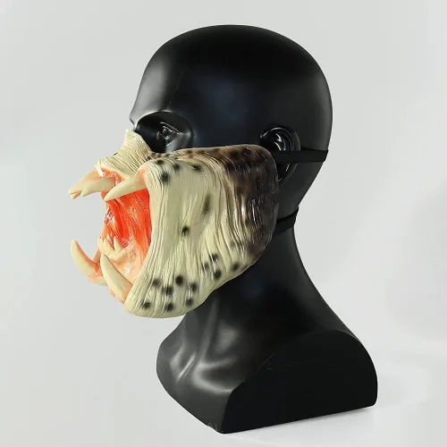 Vista 6 de CAFELE Predator Half Mask Cosplay Alien vs Predator Monster Scary Mask AVP Movie Halloween Costume Party